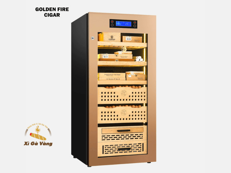 Tủ bảo quản xì gà Golden GF 098 Golden với thiết kế tinh tế và đẳng cấp